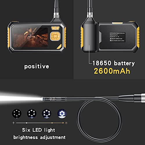 8MM Industrial Endoscope, 9.8ft/3m Semi-Rigid Snake Cable, 4.3inch LCD Screen, IP67 Waterproof, LED Light, Auto Focus, 2600mAh, Sturdy Case