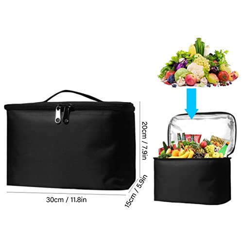 lihsong Storage Bag Insulated Grocery Bag Reusable Portable Shopping Cooler Food Transport Carrier Oxford Cloth 10L (Black)