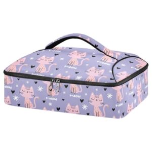 kcldeci insulated thermal food carrier insulated casserole carrier for hot or cold food,cute cat (2) insulated tote bag for potluck cookouts parties picnic,lasagna lugger