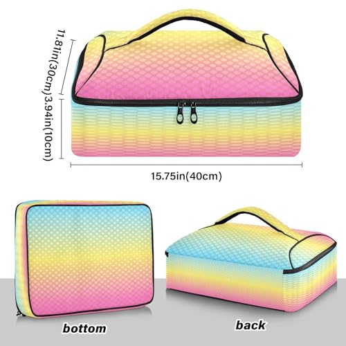 Kcldeci Insulated Thermal Food Carrier Insulated Casserole Carrier for Hot or Cold Food,Rainbow Blurred Insulated Tote Bag for Potluck Cookouts Parties Picnic,Lasagna Lugger