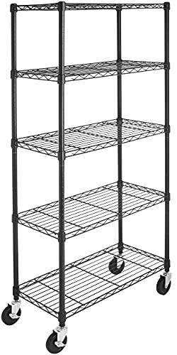 HKYH 5-Shelf Heavy Duty Shelving Storage Wire Rack w/Wheel Casters - 30x14x65 Black Generic Storagerack Closet organizers and storage Organization and storage Storage shelves Closet storage Boo