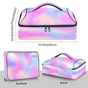 Kcldeci Insulated Thermal Food Carrier Insulated Casserole Carrier for Hot or Cold Food,Fairy Rainbow Magic Sparkles Insulated Tote Bag for Potluck Cookouts Parties Picnic,Lasagna Lugger