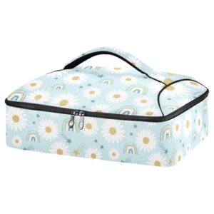 kcldeci insulated thermal food carrier insulated casserole carrier for hot or cold food,daisies doodle rainbow and star insulated tote bag for potluck cookouts parties picnic,lasagna lugger