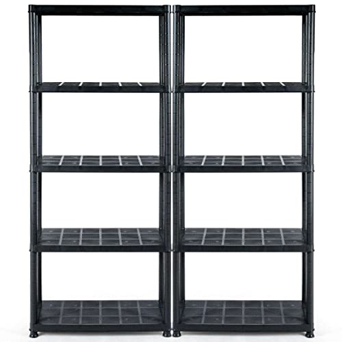 HKYH 2 PCS 5-Tier Storage Shelving Freestanding Rack Multi-Use 33.5" L X 16" W X 73" H Generic Storagerack Closet organizers and storage Organization and storage Storage shelves Closet storage Book