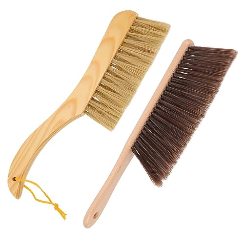 TOBBOMEY 2pcs Kitchen Carpet Cleaner Brush Carpet Brush Handheld Broom Brush for Cleaning para Limpiar Dust Collector for Home Hand Brooms Sweeper Broom Duster Cleaning Brush Wooden