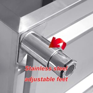 Stainless Steel Workbench with Backrest Multifunctional Commercial Sliding Door Prep Table Casework Cabinet Countertop Chopping Table Large Space Storage Cabinet