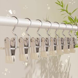 NTCLHFXU Set of 10pcs Clips Bag Hanger Pants Hooks Stainless Steel Garment Clips for Travel and Home Clothing Storage