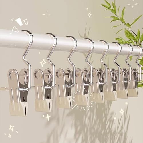 NTCLHFXU Set of 10pcs Clips Bag Hanger Pants Hooks Stainless Steel Garment Clips for Travel and Home Clothing Storage