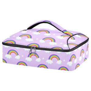 kcldeci insulated thermal food carrier insulated casserole carrier for hot or cold food,magic rainbows lovely insulated tote bag for potluck cookouts parties picnic,lasagna lugger