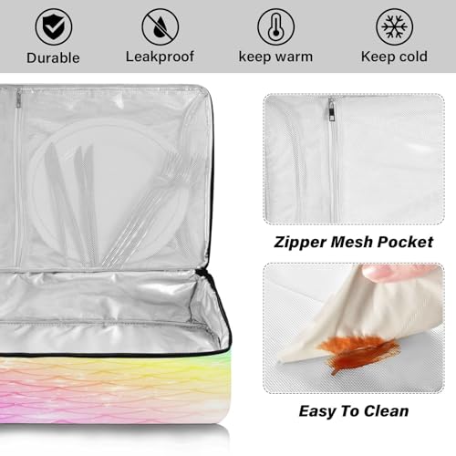 Kcldeci Insulated Thermal Food Carrier Insulated Casserole Carrier for Hot or Cold Food,Mermaid Kawaii Magic Stars Insulated Tote Bag for Potluck Cookouts Parties Picnic,Lasagna Lugger