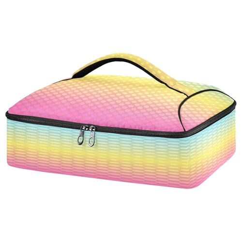 Kcldeci Insulated Thermal Food Carrier Insulated Casserole Carrier for Hot or Cold Food,Rainbow Blurred Insulated Tote Bag for Potluck Cookouts Parties Picnic,Lasagna Lugger