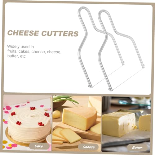 PRETYZOOM 2pcs Goose Liver Splitter Butter Steel Slicing Cutter Bread Cheese Wire Cheese Slicer for Cheese Butter Cheese Peeler Cheese Spatula Cheese Grater Handheld Stainless Steel Silver