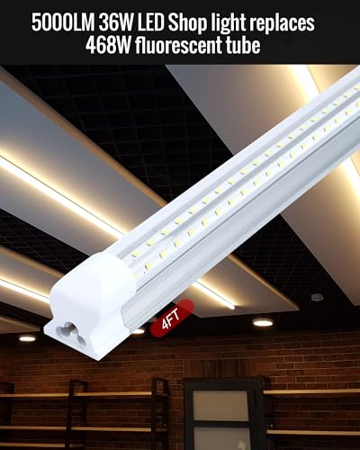 TIMIKEY 10 Pack LED Shop Lights,6500K 5000LM 4FT 36W Super Bright Strip Fixture,FCC&ETL No Interference,Plug&Play Ceiling Lighting is idea for Garage,Cabinet,Shop, Workbench,Warehouse