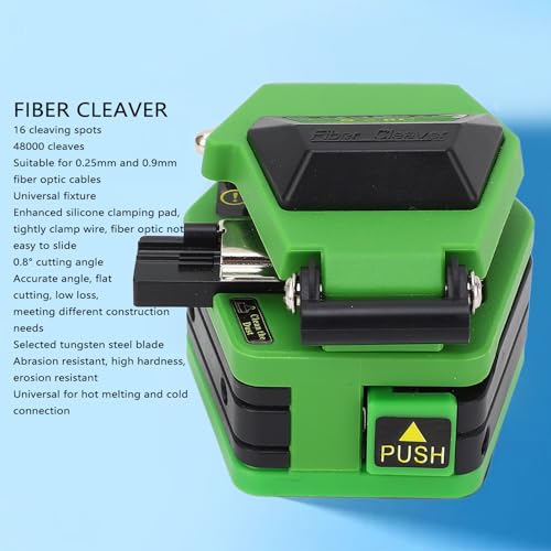 Optical Fiber Cleaver 16 Cleaving Spots Accurate Cutting Angle Fiber Cleaver for 0.25mm 0.9mm Cables Fiber Optic Cutting Tool