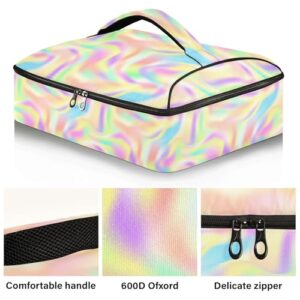 Kcldeci Insulated Thermal Food Carrier Insulated Casserole Carrier for Hot or Cold Food,Tie Dye Gradient Unicorn Insulated Tote Bag for Potluck Cookouts Parties Picnic,Lasagna Lugger