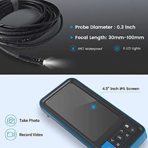 8MM Industrial Endoscope Camera, 1080p Camera, 6 Adjustable LED Lights, Perfect for Plumbing, HVAC, Home, Vent & Sewer Inspections, IP67 Waterproof