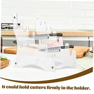 QUMIIRITY 1 Set Cutting Tool Storage Holder Cutter Display Stand Kitchen Tool Rack Cutter Storage Rack Household Kitchen Cutter Holder Desktop Display Rack Desktop Rack Acrylic Transparent