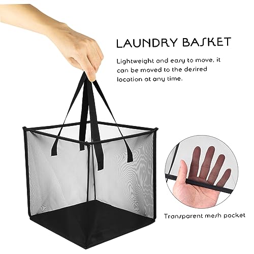 Cabilock 2pcs Folding Washing Basket Laundry Hampers Book Organizer Basket Polyester Mesh Laundry Hamper