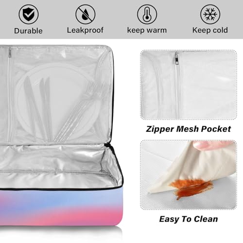 Kcldeci Insulated Thermal Food Carrier Insulated Casserole Carrier for Hot or Cold Food,Vibrant Gradient Blurred Insulated Tote Bag for Potluck Cookouts Parties Picnic,Lasagna Lugger