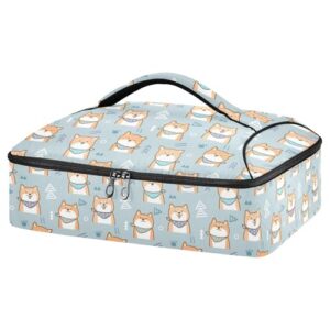 kcldeci insulated thermal food carrier insulated casserole carrier for hot or cold food,cartoon dog blue grey insulated tote bag for potluck cookouts parties picnic,lasagna lugger