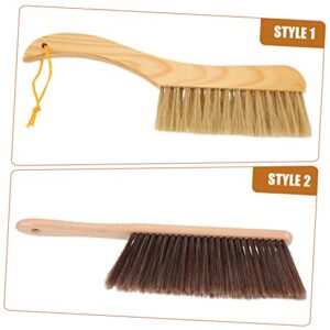 TOBBOMEY 2pcs Kitchen Carpet Cleaner Brush Carpet Brush Handheld Broom Brush for Cleaning para Limpiar Dust Collector for Home Hand Brooms Sweeper Broom Duster Cleaning Brush Wooden