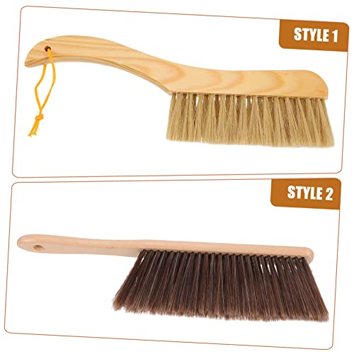 TOBBOMEY 2pcs Kitchen Carpet Cleaner Brush Carpet Brush Handheld Broom Brush for Cleaning para Limpiar Dust Collector for Home Hand Brooms Sweeper Broom Duster Cleaning Brush Wooden