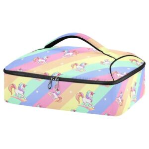 kcldeci insulated thermal food carrier insulated casserole carrier for hot or cold food,unicorn vector pattern graphic design insulated tote bag for potluck cookouts parties picnic,lasagna lugger