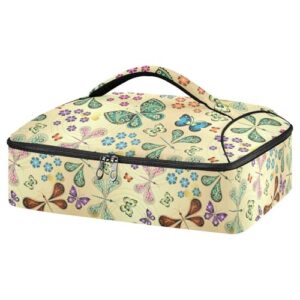 kcldeci insulated thermal food carrier insulated casserole carrier for hot or cold food,spring golden floral insulated tote bag for potluck cookouts parties picnic,lasagna lugger