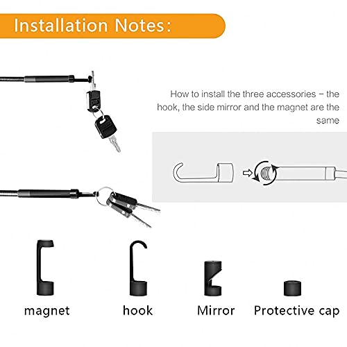 8MM Industrial Endoscope, 9.8ft/3m Semi-Rigid Snake Cable, 4.3inch LCD Screen, IP67 Waterproof, LED Light, Auto Focus, 2600mAh, Sturdy Case