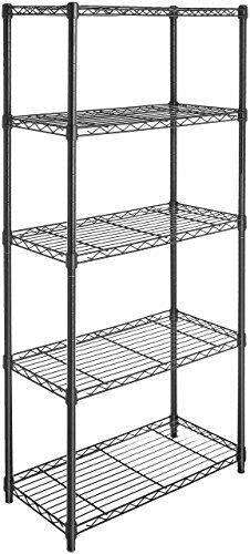 HKYH 5-Shelf Heavy Duty Shelving Storage Wire Rack w/Wheel Casters - 30x14x65 Black Generic Storagerack Closet organizers and storage Organization and storage Storage shelves Closet storage Boo