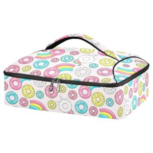 kcldeci insulated thermal food carrier insulated casserole carrier for hot or cold food,donut unicorn insulated tote bag for potluck cookouts parties picnic,lasagna lugger