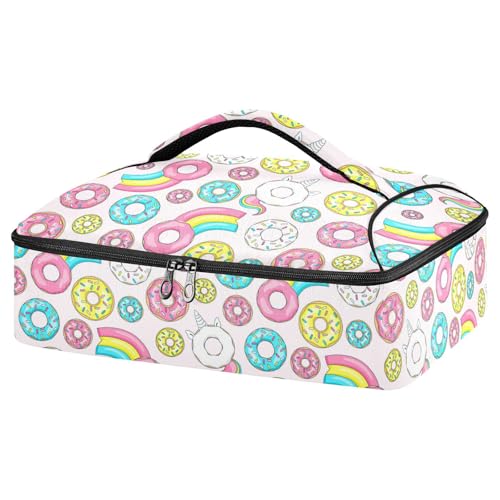 Kcldeci Insulated Thermal Food Carrier Insulated Casserole Carrier for Hot or Cold Food,Donut Unicorn Insulated Tote Bag for Potluck Cookouts Parties Picnic,Lasagna Lugger