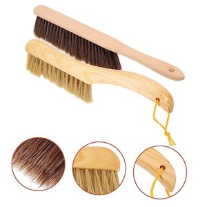 TOBBOMEY 2pcs Kitchen Carpet Cleaner Brush Carpet Brush Handheld Broom Brush for Cleaning para Limpiar Dust Collector for Home Hand Brooms Sweeper Broom Duster Cleaning Brush Wooden