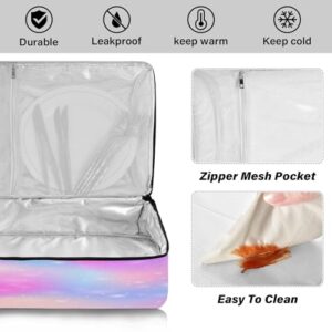 Kcldeci Insulated Thermal Food Carrier Insulated Casserole Carrier for Hot or Cold Food,Fairy Rainbow Magic Sparkles Insulated Tote Bag for Potluck Cookouts Parties Picnic,Lasagna Lugger