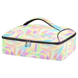 kcldeci insulated thermal food carrier insulated casserole carrier for hot or cold food,tie dye gradient unicorn insulated tote bag for potluck cookouts parties picnic,lasagna lugger