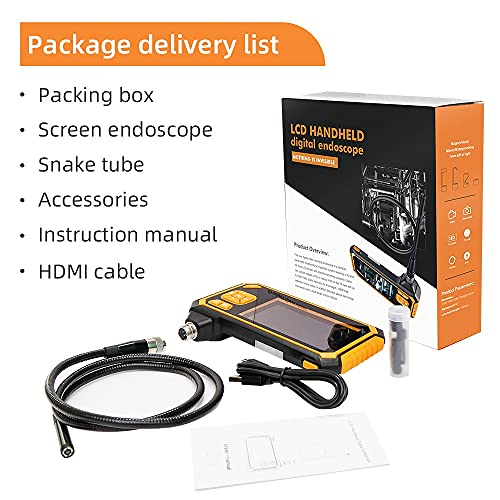 8MM Dual Lens Industrial Endoscope, IP67 Waterproof Snake Borescope 6 LED Lights, 4.3inch IPS Screen, Sewer Pipe Drain Plumbing Inspection Camera(5M/16.4FT Cable)