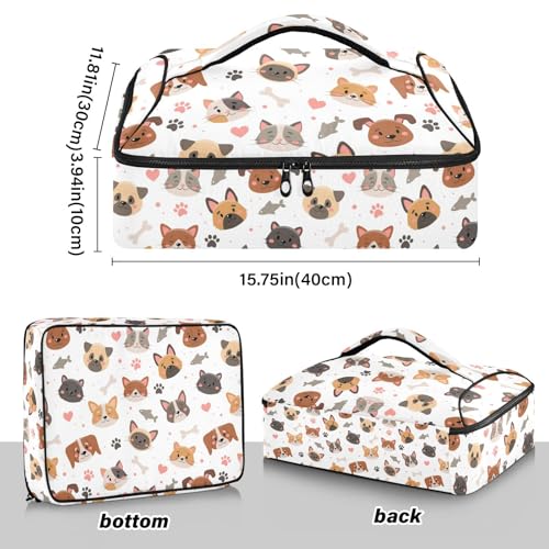 Kcldeci Insulated Thermal Food Carrier Insulated Casserole Carrier for Hot or Cold Food,Cats and Dogs Insulated Tote Bag for Potluck Cookouts Parties Picnic,Lasagna Lugger