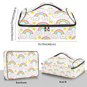 Kcldeci Insulated Thermal Food Carrier Insulated Casserole Carrier for Hot or Cold Food,Cute Cartoon Clouds Rainbows and Stars (1) Insulated Tote Bag for Potluck Cookouts Parties Picnic,Lasagna Lugger