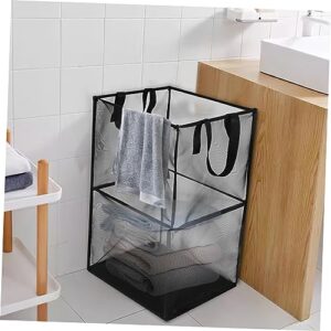 Cabilock 2pcs Folding Washing Basket Laundry Hampers Book Organizer Basket Polyester Mesh Laundry Hamper