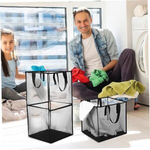 Cabilock 2pcs Folding Washing Basket Laundry Hampers Book Organizer Basket Polyester Mesh Laundry Hamper