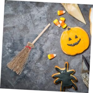 12pcs Childrens Children’s Witch Hat and Broom Broom Witch Broom Halloween Ornaments Halloween Hanging Embellishment Brooms Broom for Witches Hanging Wooden ORFOFE