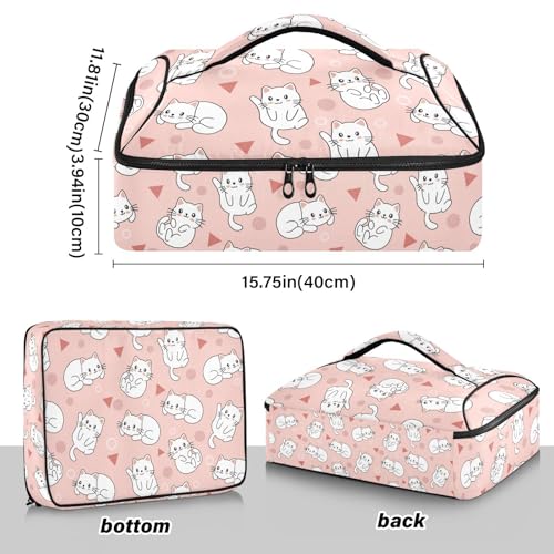 Kcldeci Insulated Thermal Food Carrier Insulated Casserole Carrier for Hot or Cold Food,Cute Animal Little Cat Insulated Tote Bag for Potluck Cookouts Parties Picnic,Lasagna Lugger