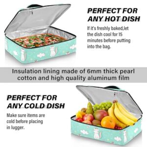 Kcldeci Insulated Thermal Food Carrier Insulated Casserole Carrier for Hot or Cold Food,Kitten Unicorn Insulated Tote Bag for Potluck Cookouts Parties Picnic,Lasagna Lugger