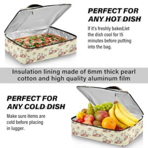 Kcldeci Insulated Thermal Food Carrier Insulated Casserole Carrier for Hot or Cold Food,Seal Cartoon Insulated Tote Bag for Potluck Cookouts Parties Picnic,Lasagna Lugger