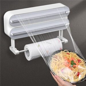 YZYDF Magnetic Cling Wrap Cutter Convenient Cling Film Dispenser Wrap Dispenser with Slide Cutter