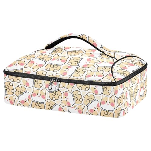 Kcldeci Insulated Thermal Food Carrier Insulated Casserole Carrier for Hot or Cold Food,Cute Corgi Dog (2) Insulated Tote Bag for Potluck Cookouts Parties Picnic,Lasagna Lugger