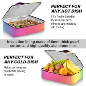 Kcldeci Insulated Thermal Food Carrier Insulated Casserole Carrier for Hot or Cold Food,Rainbow Gradient Insulated Tote Bag for Potluck Cookouts Parties Picnic,Lasagna Lugger