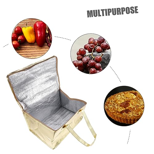 COLLBATH Insulation Insulated Cooler Reusable Food Transport Cooler Insulated Food Insulated Shopping Tote Golden Pearl Cotton Composite Aluminum Insulation Layer