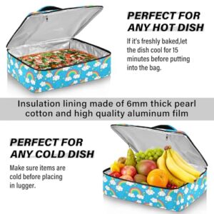 Kcldeci Insulated Thermal Food Carrier Insulated Casserole Carrier for Hot or Cold Food,Rainbows Sky and Clouds Insulated Tote Bag for Potluck Cookouts Parties Picnic,Lasagna Lugger