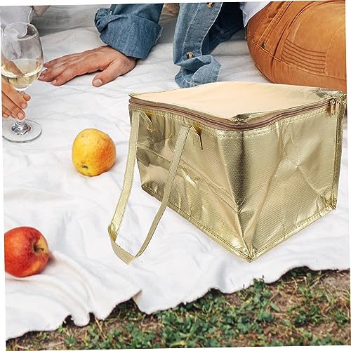 COLLBATH Insulation Insulated Cooler Reusable Food Transport Cooler Insulated Food Insulated Shopping Tote Golden Pearl Cotton Composite Aluminum Insulation Layer